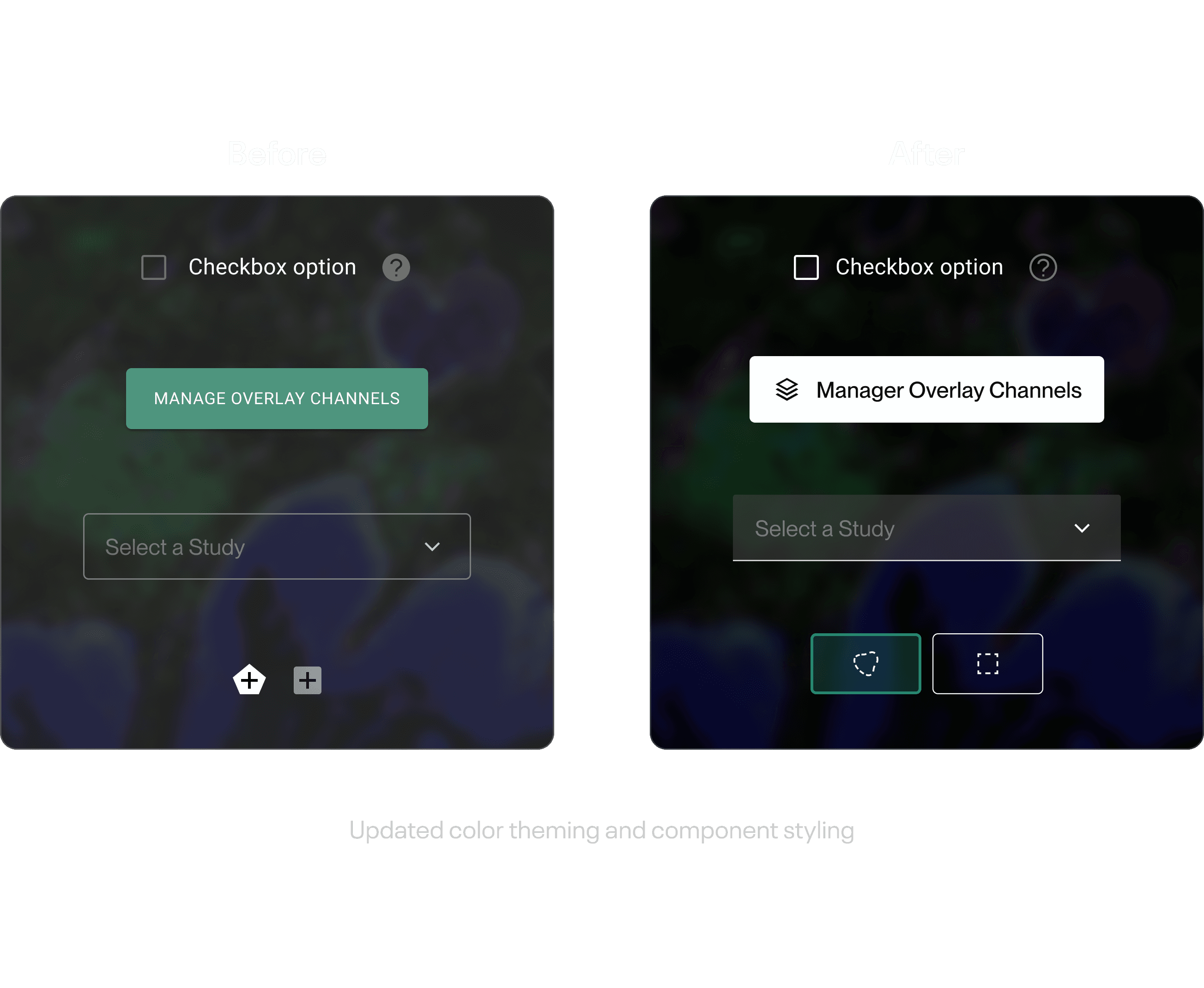 The new styling theme applied to Visualizer controls