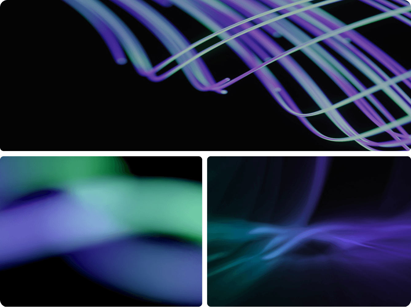 Enable Medicine brand imagery: ribbons of purple and green light.