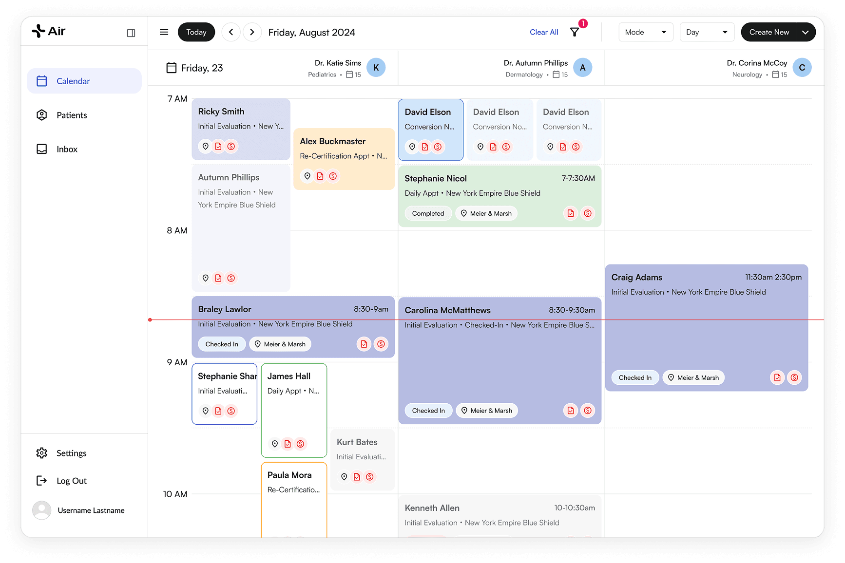 The previous Air calendar.
