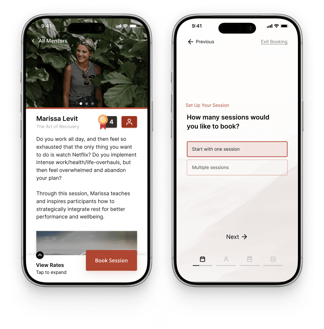 The redesigned booking guide screens