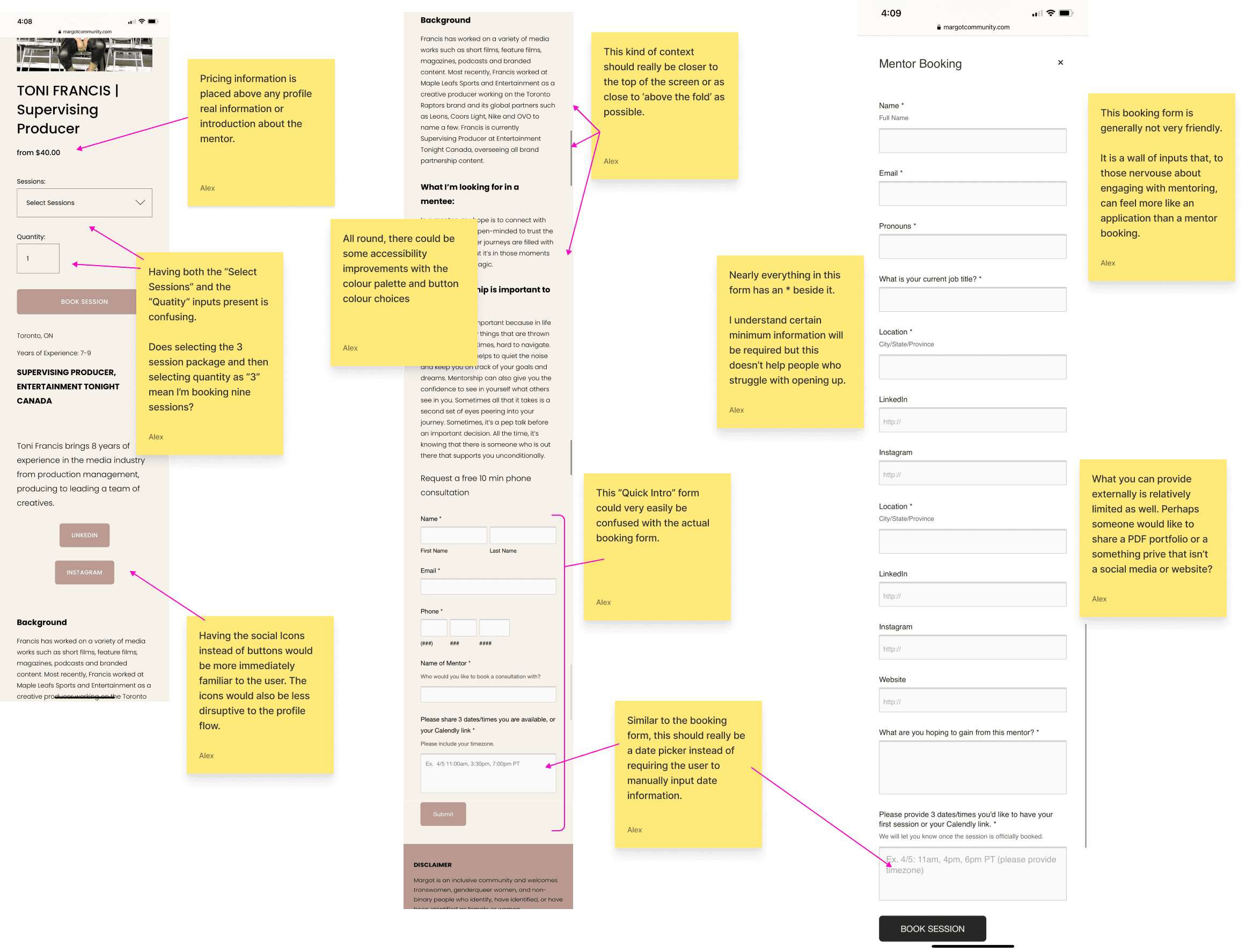Personal observations of the booking process