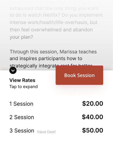 The expandable pricing drawer