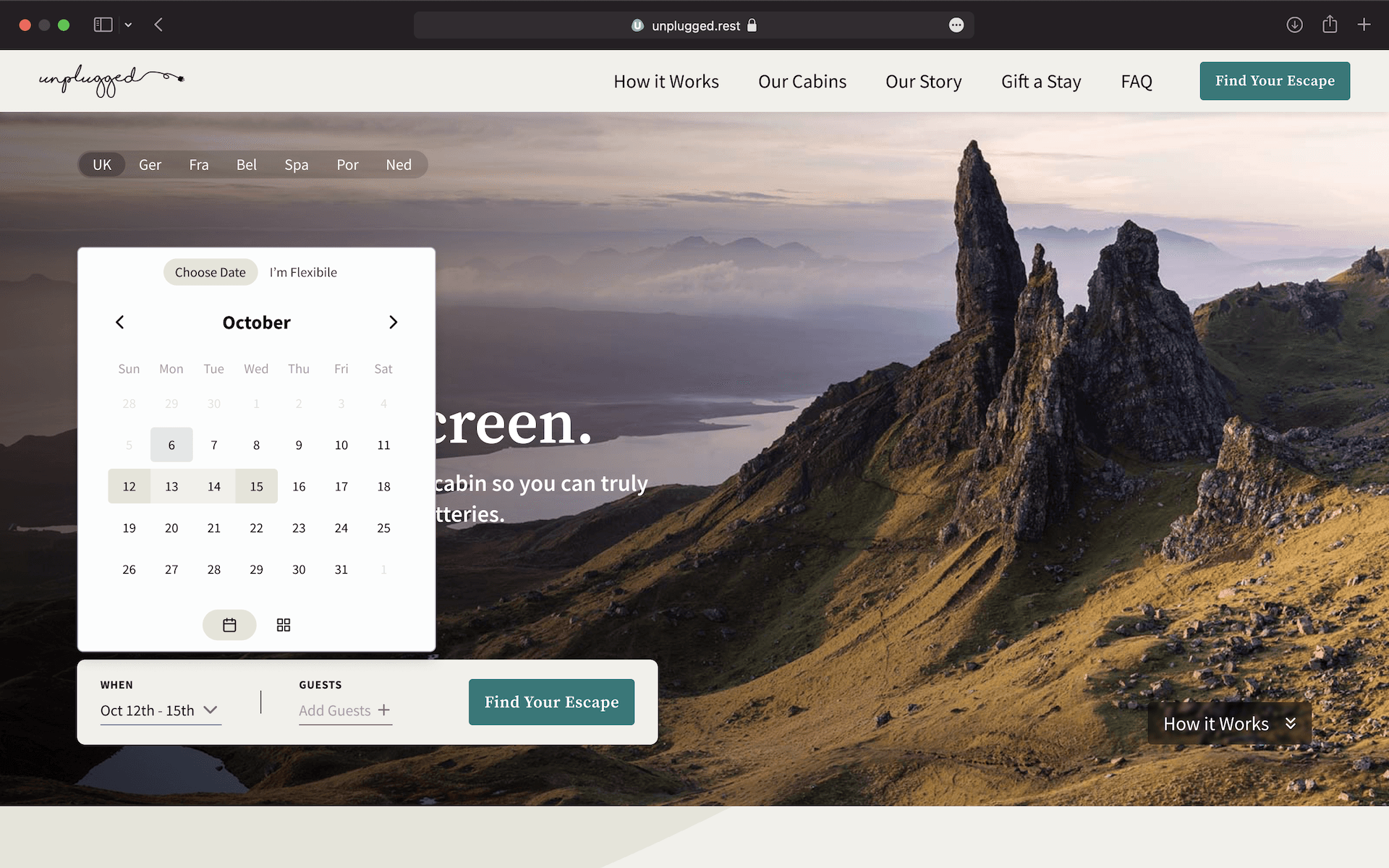 Desktop view of the redesigned search parameters