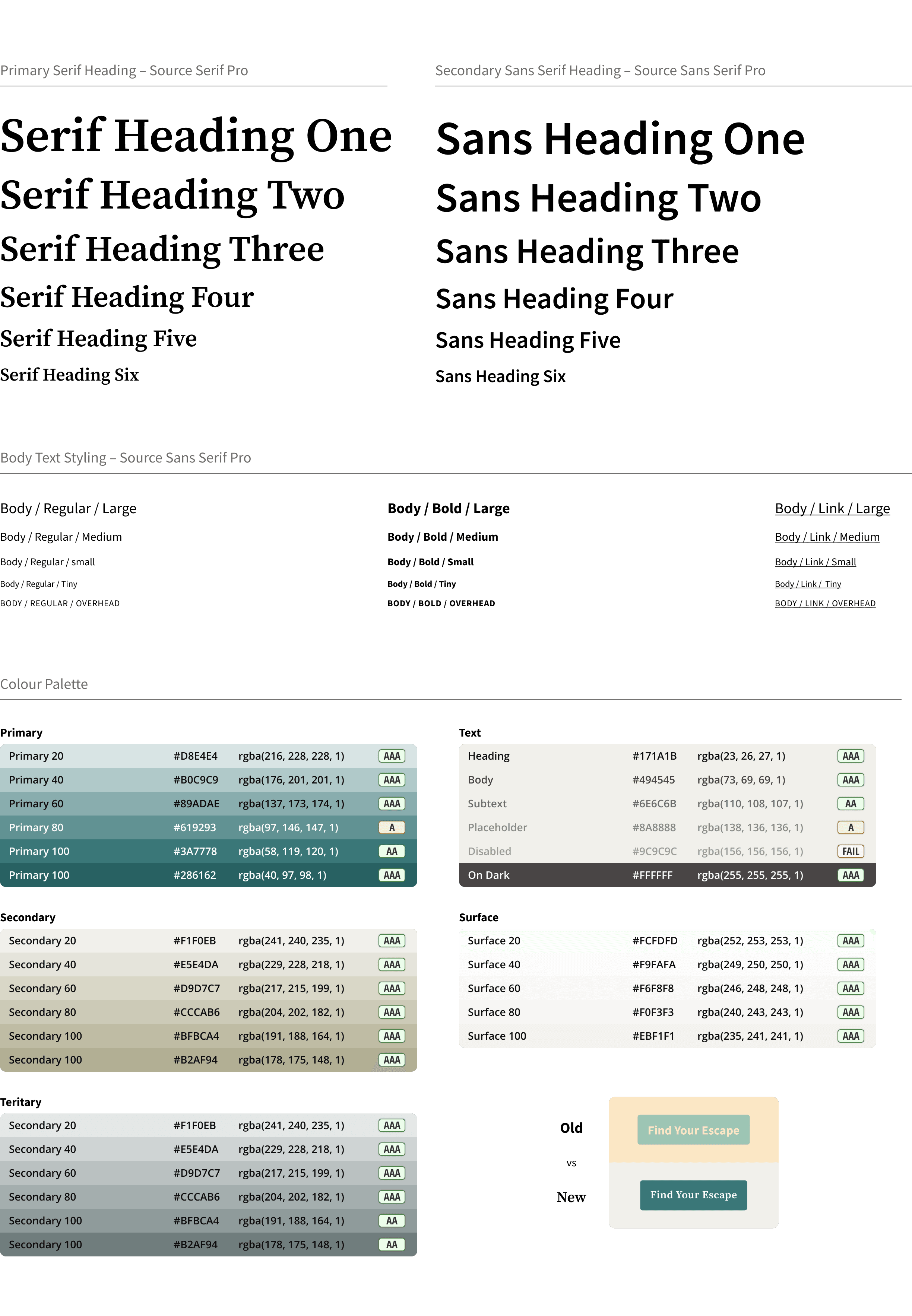 New typography and colour palette styling