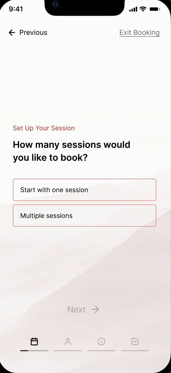 A micro-interaction in the booking guide